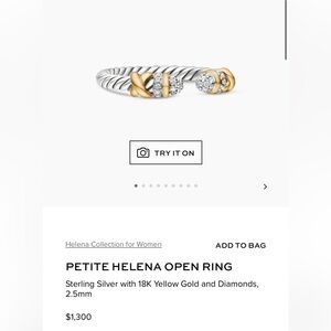 Auth David yurman Helena diamond Silver and Gold Ring- with receipt